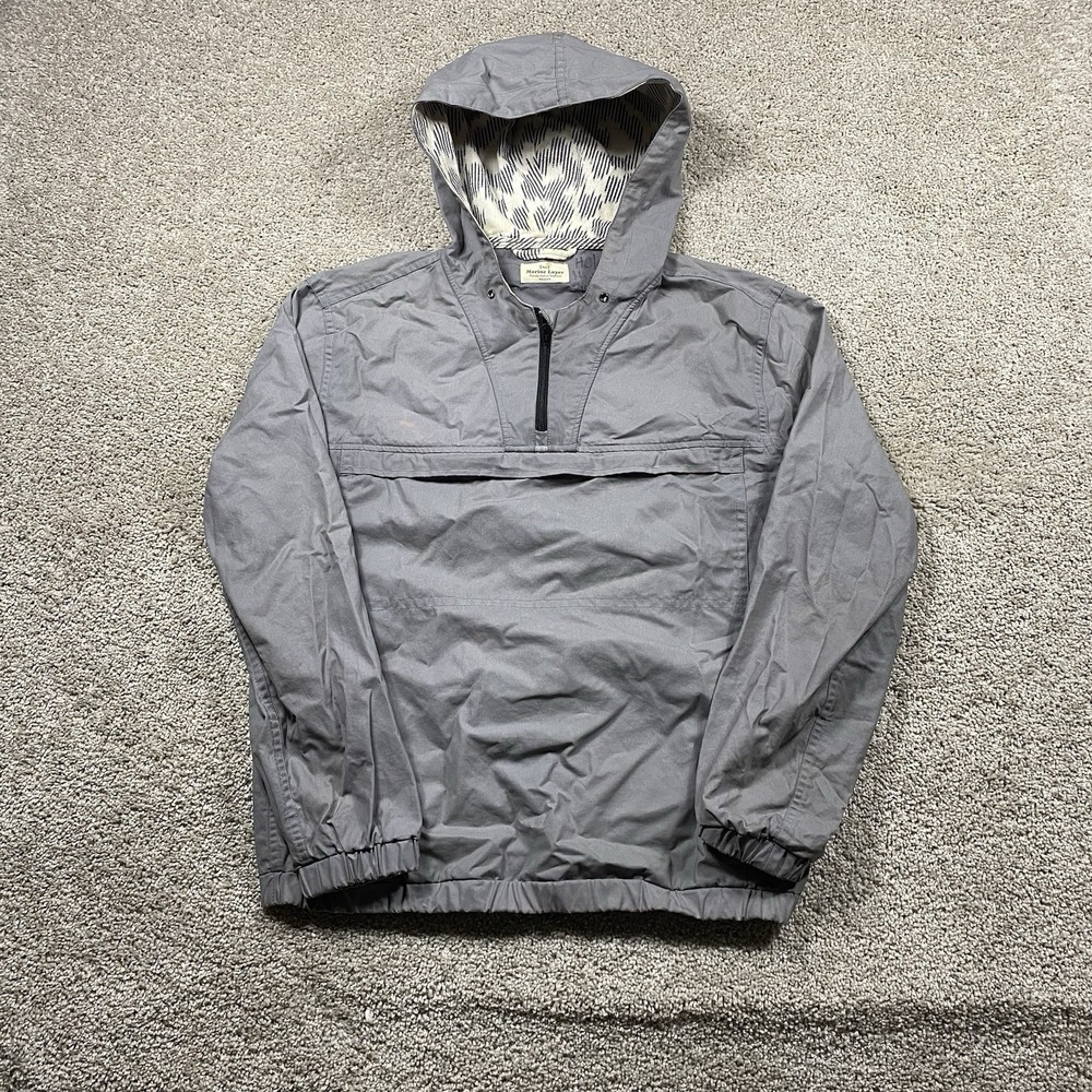 Marine Layer Mens‎ Gray Coated Anorak Pullover Hooded Half Zip Jacket Medium
